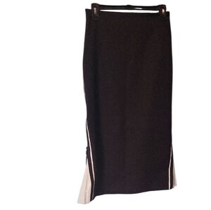 Elegant Black Pencil Skirt with White Accents